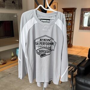Reebok CCM Light Gray Long Sleeve Hockey Tee MN Hockey fits 3XL
